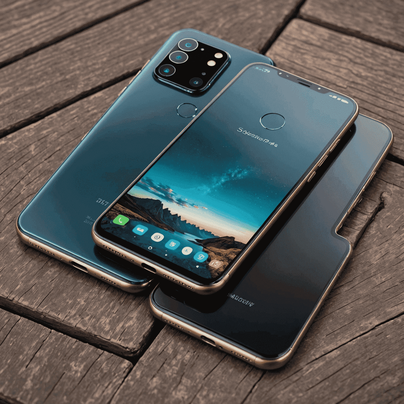 Latest smartphone model with sleek design, large touchscreen, and multiple camera lenses